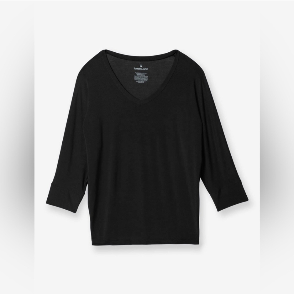 Tommy John Women's Second Skin 3/4 Ribbed Sleep Tee Small top lounge tshirt